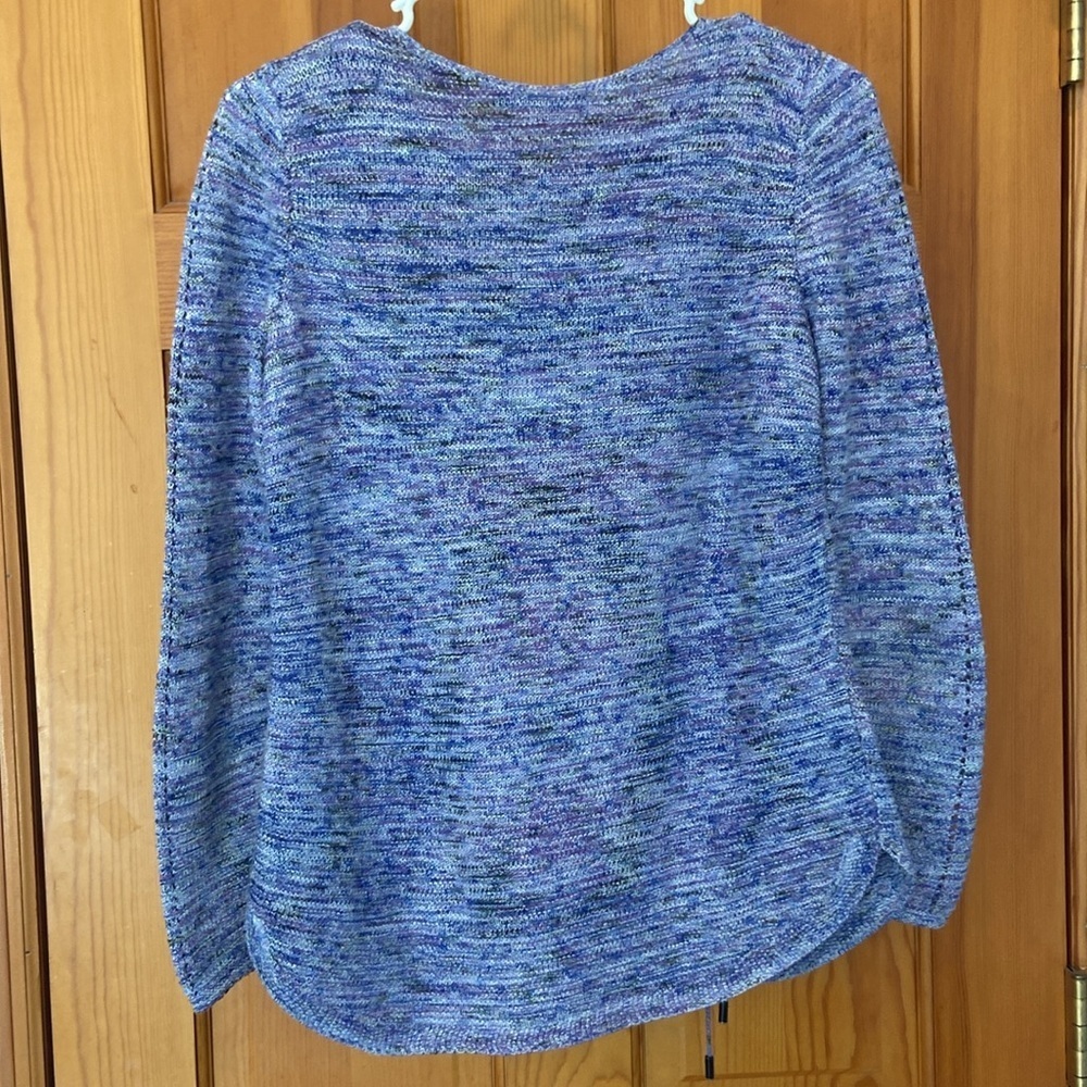 NIC +ZOE Womens Purple Long Sleeve Lace Up Knit Crew Neck Sweater Petite Petite - Picture 2 of 6